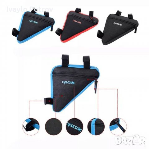 Триъгълна чантичка за колело Чанта за велосипед Водоустойчива, снимка 4 - Аксесоари за велосипеди - 38084232