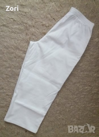 -20% Тъничък снежнобял панталон с ластик в талията и 3/4 дължина на крачола, снимка 4 - Панталони - 37443289
