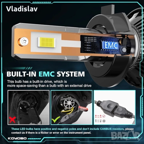 Комплект крушки H7 LED 6000K студено бяло, снимка 7 - Аксесоари и консумативи - 52435033