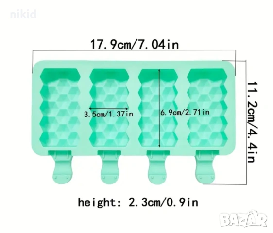 4 геометрични килийки диамантени ескимо сладолед Popsicle Попсикъл молд силиконов форма калъп, снимка 3 - Форми - 53979548