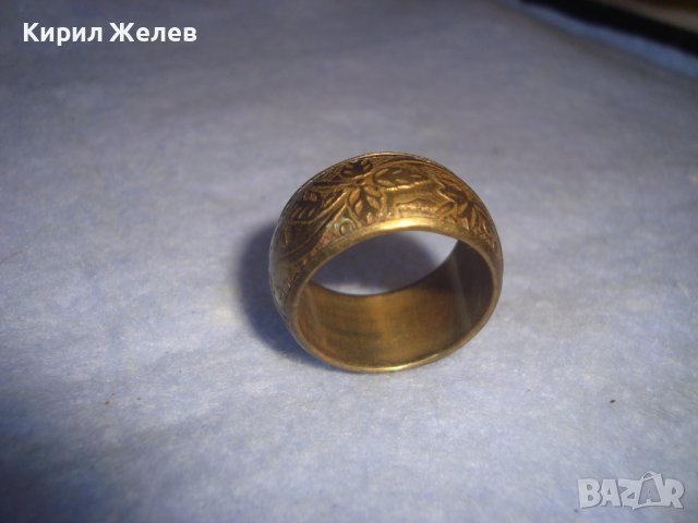 СТАРИНЕН БРОНЗОВ ПОЗЛАТЕН ФЛОРАЛНО МАЙСТОРСКИ ОРНАМЕНТИРАН БЕЛ ЕПОК Стил РЕТРО ПРЪСТЕН - ХАЛКА 12690, снимка 8 - Антикварни и старинни предмети - 37411431