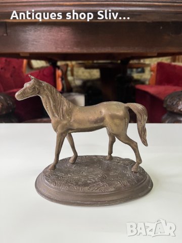 Стара бронзова фигура на кон №1847, снимка 1 - Антикварни и старинни предмети - 35565817