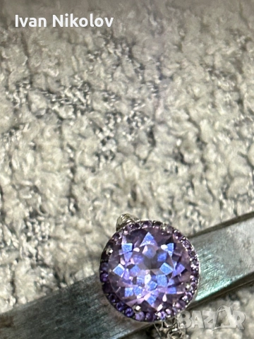 Дамски сребърен пръстен с 3 карата естествен аметист, брилянтна шлифовка!, снимка 8 - Пръстени - 52932174