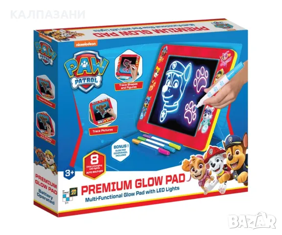 Светеща дъска за рисуване Premium Glow Pad Пес Патрул