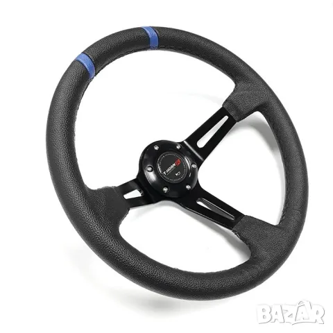 Спортен кожен волан със сини шевове 350 mm