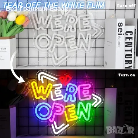 Нова Неонова LED табела Отворено за бизнес витрина и декор Знак Open , снимка 4 - Лед осветление - 47579213