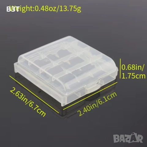 КУТИЯ ЗА СЪХРАНЕНИЕ НА 4 БРОЯ БАТЕРИИ AA/AAA ПЛАСТМАСОВА ПРОЗРАЧНА БЯЛА, снимка 2 - Кутии за съхранение - 53284727