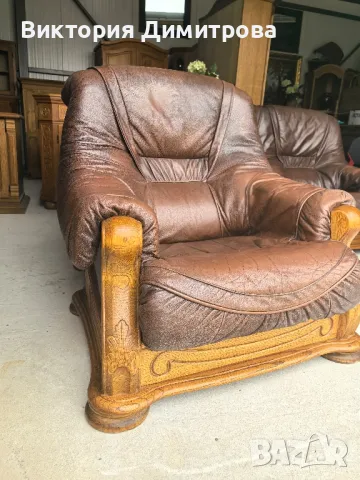 Комплект: Триместен диван + 2 фотьойла , снимка 7 - Дивани и мека мебел - 49691067