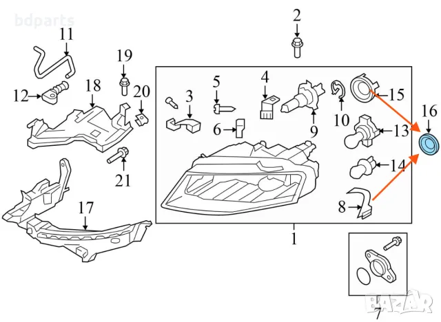 Kaпачка за фар, Audi A4 B8, TT 8J,, снимка 2 - Части - 56142661
