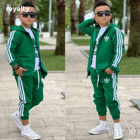 Детски комплект от три части в син, зелен и сив цвят ADIDAS, снимка 2 - Детски комплекти - 52146249