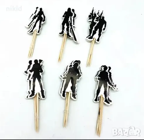 24 бр Fortnite Фортнайт черни топери за мъфини кексчета украса декор, снимка 2 - Други - 26162731