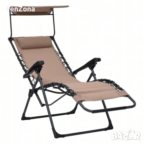 Сгъваем градински шезлонг с нулева гравитация и сенник – комфорт за пълна релаксация, снимка 5 - Градински мебели, декорация  - 54096677