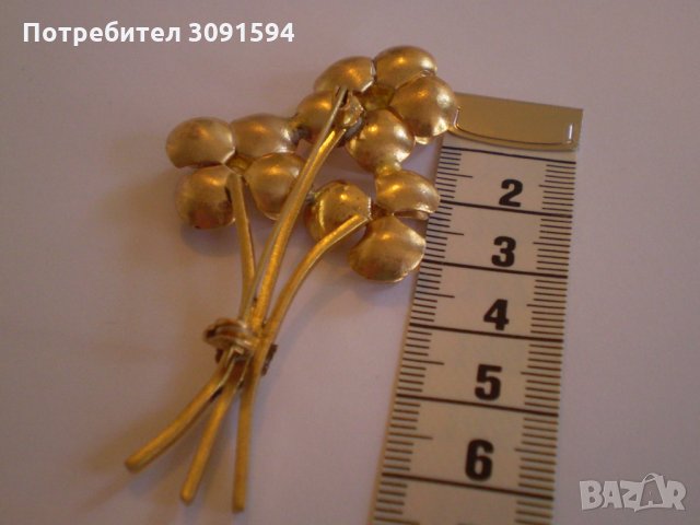 старина дамска брошка ЦВЕТА ОТ МЕСИНГ, снимка 6 - Антикварни и старинни предмети - 35203308