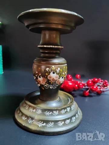 Голям дървен свещник. Ръчна изработка, ръчно  рисуван, снимка 10 - Декорация за дома - 48826876