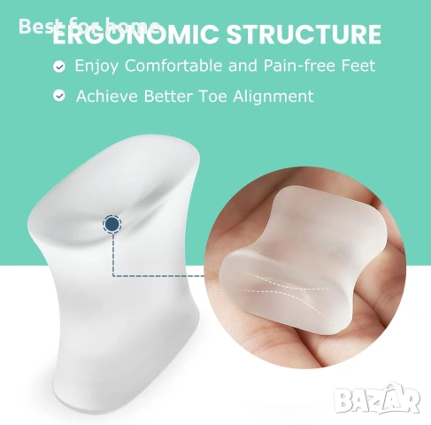 Welnove 12-комплект гел разделители за пръсти – подложки за бурсит – разширители за пръсти , снимка 5 - Други - 54147514