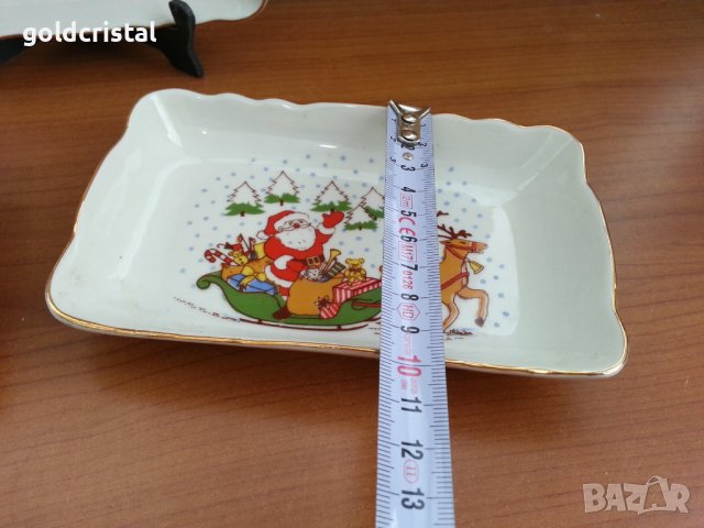 Стар български порцелан чинии Коледа дядо мраз , снимка 5 - Антикварни и старинни предмети - 37487857