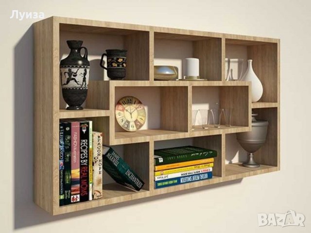 Голяма стенна етажерка с 8 разделения, снимка 2 - Етажерки - 30450690