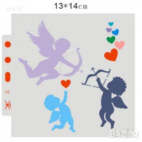 3 ангела Амурчета Купидон стенсил шаблон за спрей торта украса декорация