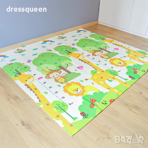 4133 Сгъваемо детско килимче за игра, топлоизолиращо 180x200x1cm Жираф и Писта с ВЛАКЧЕТА, снимка 4 - Други - 44615661