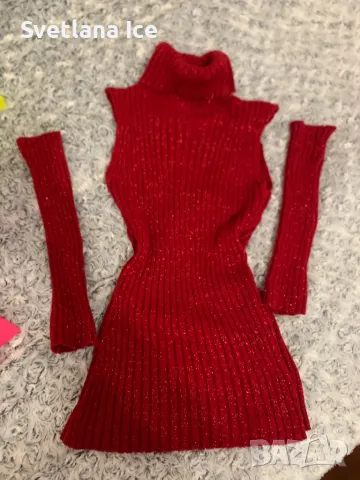 Коледен пуловер с златна нишка, снимка 1