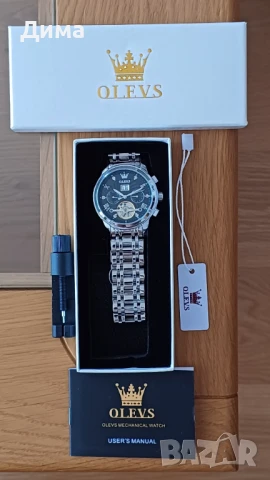 Olevs Автоматичен Мъжки Часовник, Хронограф,Скелет,HDСветещ,3 АТМ, Прозрачен гръб, Мултифункциионал, снимка 11 - Мъжки - 51067503
