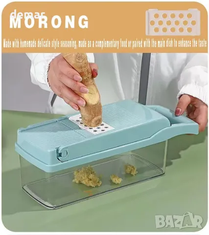 Чопър за зеленчуци, чопър за лук, 15 в 1 професионален чопър за храна, син, снимка 4 - Други стоки за дома - 47337626