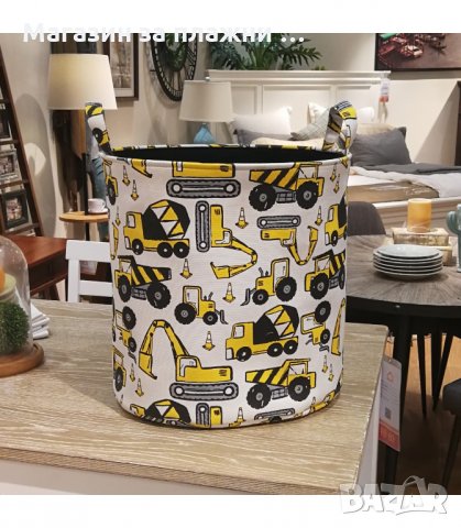 ТЕКСТИЛЕН ДЕТСКИ КОШ ЗА СЪХРАНЕНИЕ НА ИГРАЧКИ С БАГЕРИ И КАМИОНИ - КОД 3234, снимка 9 - Други - 33873106