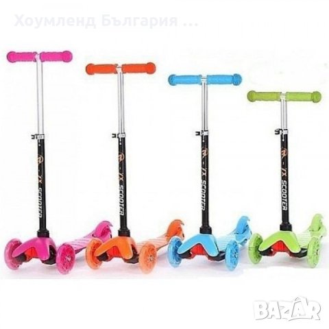 Детска тротинетка - ScooTer светеща триколка / 55 х 24 х 67 - 90 см