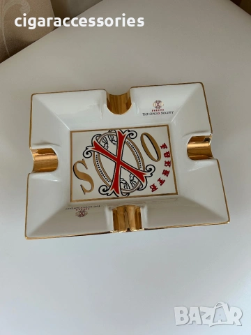 OpusX Society пепелник за пури – керамичен, 4 места, бял/жълт, снимка 3 - Табакери - 51536624