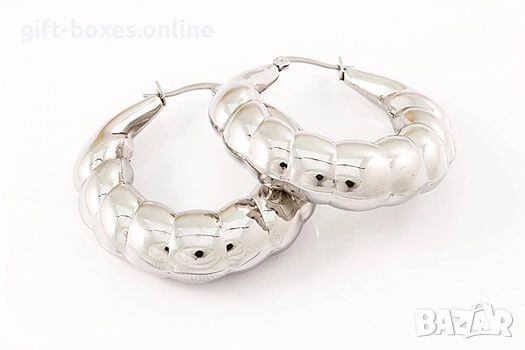 Масивни обеци от полирана стомана, снимка 2 - Обеци - 52334605