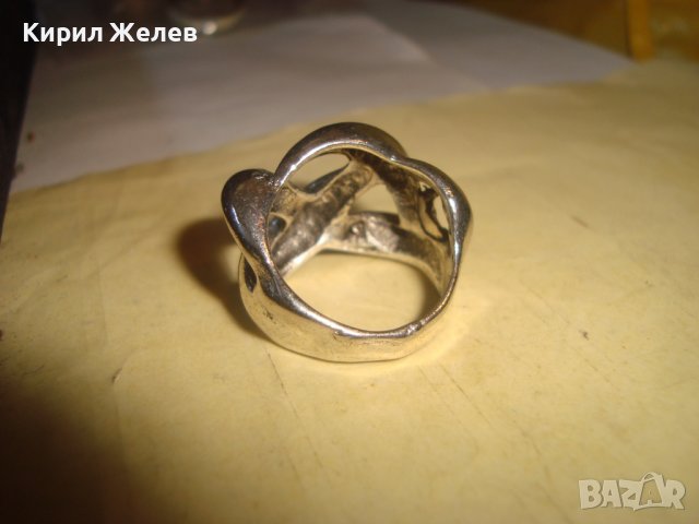 СТАР ПОСРЕБРЕН АЖУРЕН ВИНТИДЖ АРТ ПРЪСТЕН 145181, снимка 4 - Пръстени - 37412642