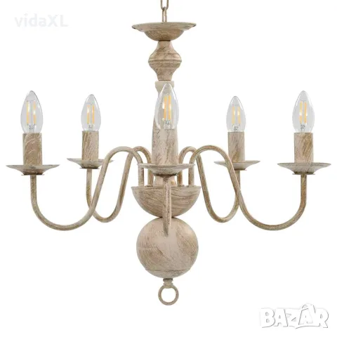vidaXL Полилей, антично бяло, 5 х Е14 крушки, снимка 3 - Полилеи - 56146566