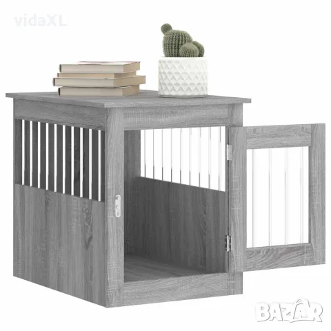 vidaXL Клетка за куче мебел, сив сонома, 55x75x65 см, инженерно дърво, снимка 5 - За кучета - 56148089