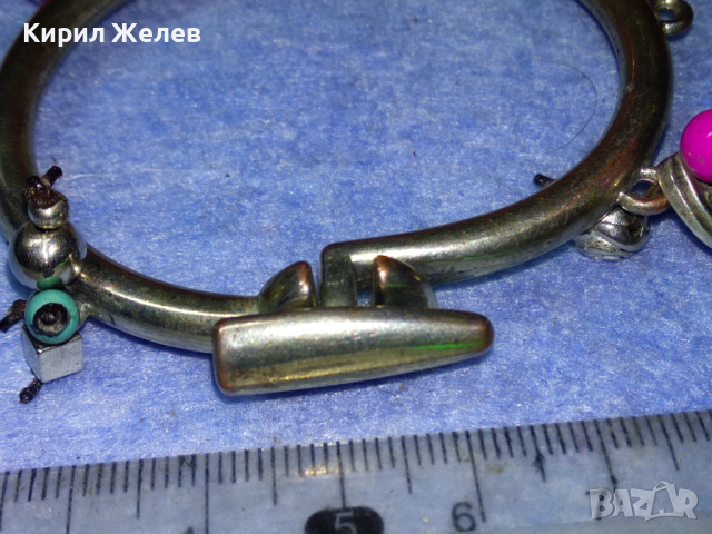 МЕДНА ПОСРЕБРЕНА ФЕШЪН АРТ ГРИВНА с ПОЛУСКЪПОЦЕННИ КАМЪНИ и ЦВЕТНО СТЪКЛО 44126, снимка 6 - Гривни - 44756031