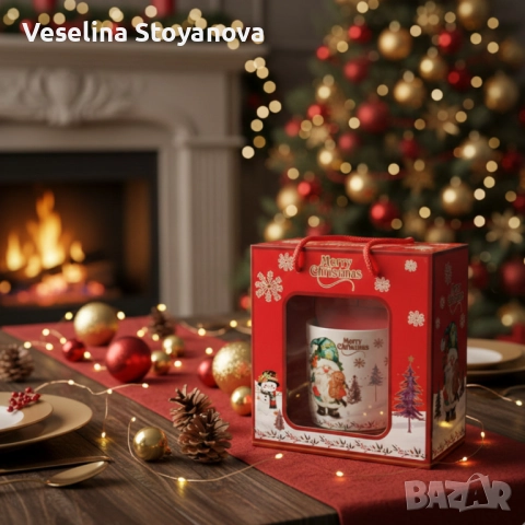 Празничен комплект чаша + лъжичка в луксозна кутия – “Merry Christmas” , снимка 3 - Чаши - 52638863