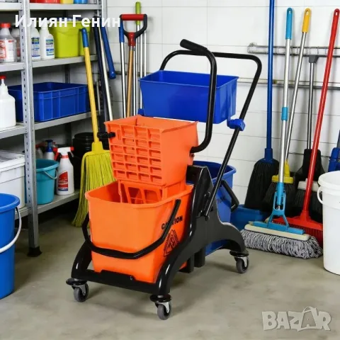 Професионална количка за почистване с 2 x 26L кофи, снимка 4 - Обзавеждане за заведение - 55894408