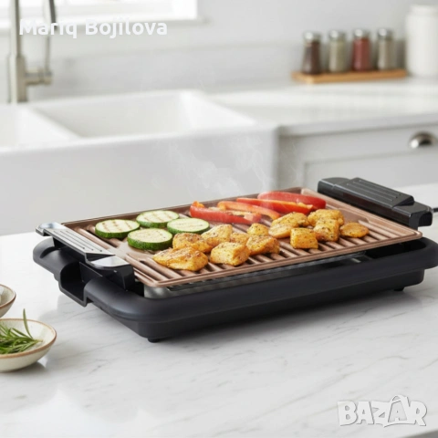 Бездимна скара Oliver Voltz OV51015N – 1200W, незалепваща плоча 37.8×25см, снимка 3 - Скари - 53028249