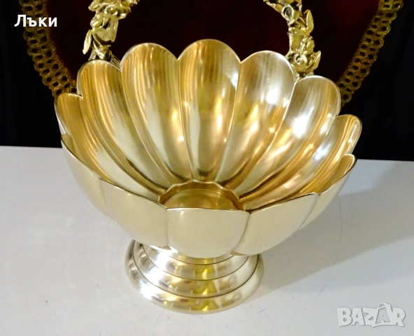 Разкошна бронзова фруктиера на пиедестал 1.1 кг. , снимка 7 - Антикварни и старинни предмети - 53275045