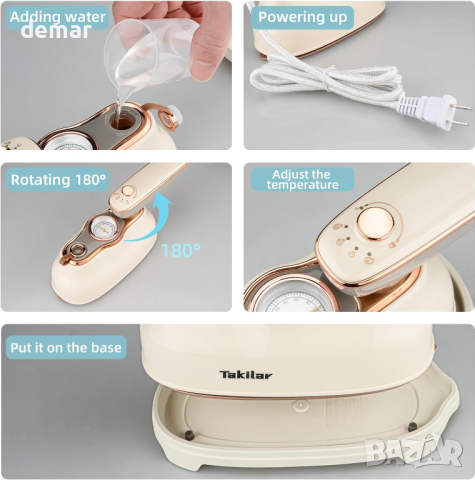 Takilar Преносима мини парна ютия 2 в 1, ръчен уред за изпаряване на дрехи, 1250 W мощност , снимка 2 - Ютии - 44913516