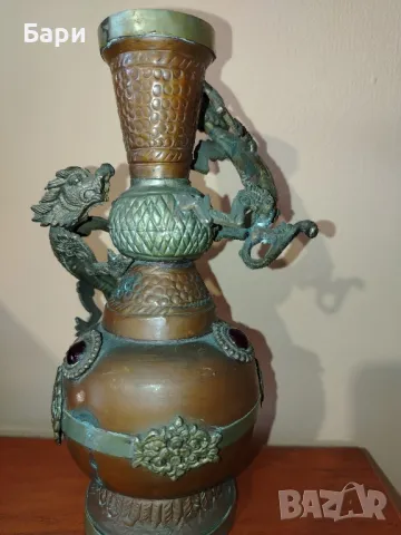 Антична китайска азиатска медна месингова драконова ваза от 19-ти век, снимка 7 - Други ценни предмети - 49840198