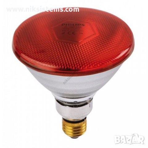 Инфрачервена Лампа Удароустойчива червена 100 и 175 W - Philips