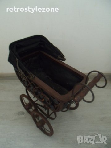 № 7008 стара декоративна дървена детска количка  , снимка 3 - Антикварни и старинни предмети - 40865799