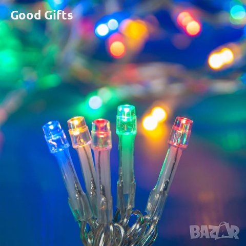 LED Коледни Лампички с прозрачен кабел, Многоцветни