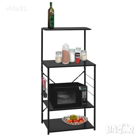 vidaXL Шкаф за микровълнова, черен, 60x39,6x123 см, инженерно дърво, снимка 2 - Шкафове - 56146499