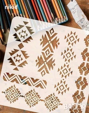 Народни носии мотиви голям шаблон стенсил спрей за торта украса декор Scrapbooking