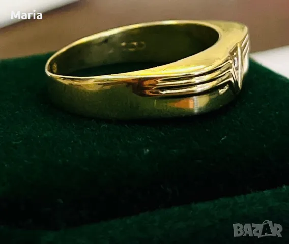 Пръстен жълто злато и брилянт Unisex, снимка 8 - Пръстени - 49970719