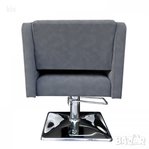 Луксозен фризьорски стол с мека гладка сива тапицерия A5000, снимка 4 - Фризьорски столове - 37424670