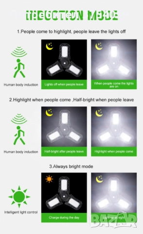 Слънчева соларна LED лампа за къмпинг и домакинство, снимка 9 - Лед осветление - 52364097