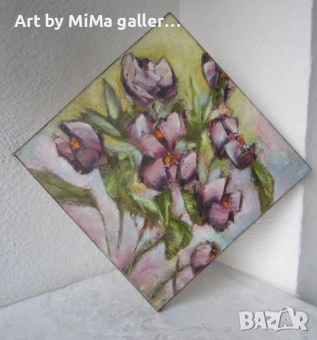 цветя, букет - картина, маслени бои, платно, автор, kartina, painting, снимка 2 - Декорация за дома - 35228339