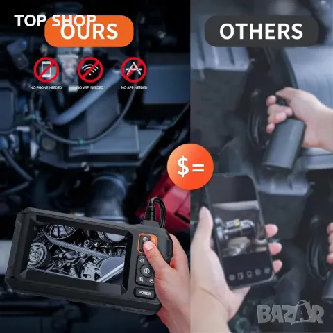 Ендоскопска камера със светлина бороскоп Ендоскоп с двойна леща 1080 HD камера за инспекция 8mm, снимка 11 - Друга електроника - 49064954